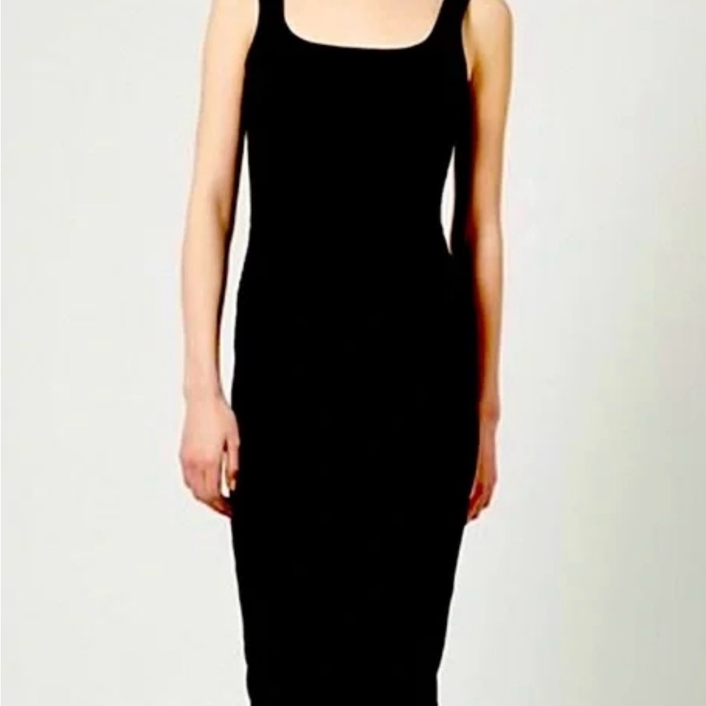 Zara’s 3 Classic Black, mint and tan Midi Dress